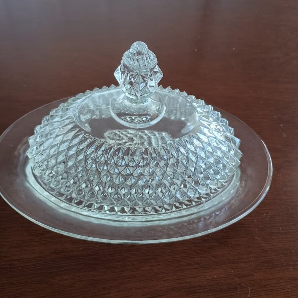 Vintage Glass Butter Dish with Domed Lid